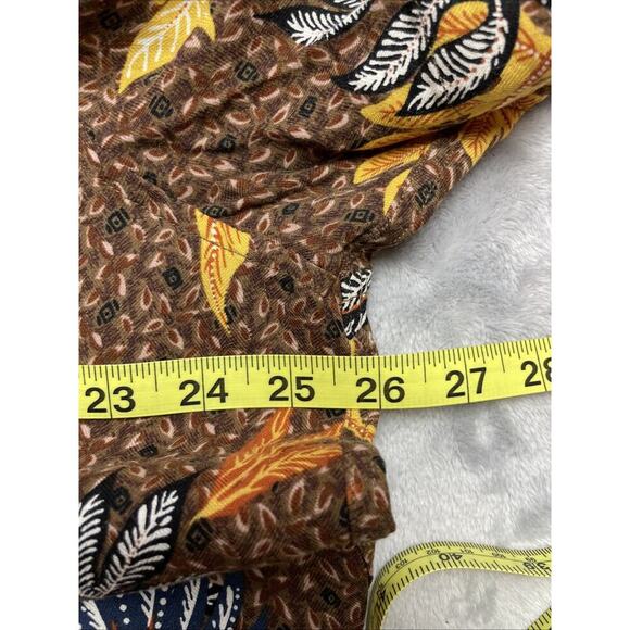 Tasso Elba Silk Blend Shirt Mens XL Brown Tropical Leaf Short Sleeve Button Up - Picture 7 of 8